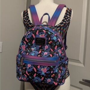 Disney Loungefly Stitch Mini Backpack – Blue/Pink/Purple/Black – Used
